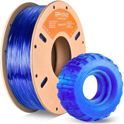 Afbeelding van ERYONE TPU filament 1,75 mm, 3D printerfilament TPU, 0,5 kg, 1 spoel, +/ 0,05 blauw transparant