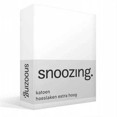 Afbeelding van Snoozing Katoen Extra Hoog Hoeslaken Eenpersoons 90x200 cm Wit