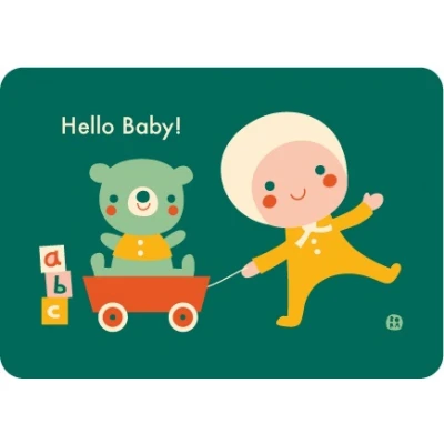 Afbeelding van By bora geboortekaart unisex groen