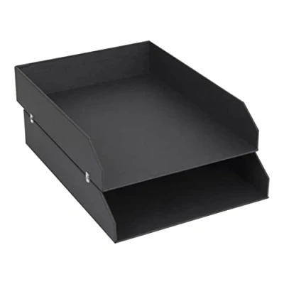 Afbeelding van Bigso Box of Sweden 789245601N Set van 2 stapelbare manden, vezelplaat, donkergrijs, 31 x 23 6 cm