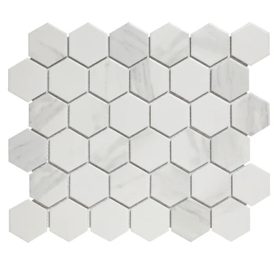 Afbeelding van The Mosaic Factory Barcelona Carrara White Mat Hexagon 5,1x5,9 cm