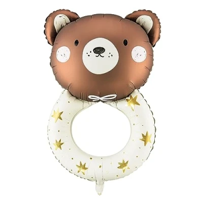 Afbeelding van Partydeco Folieballon Beer met ring (88 cm)