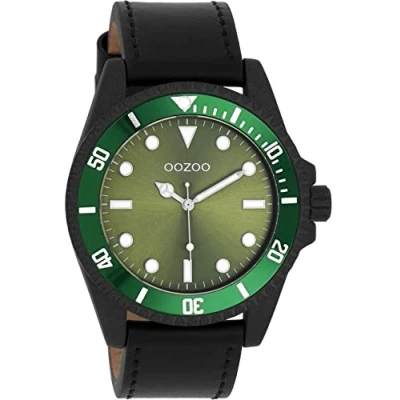 Afbeelding van OOZOO Timepieces zwarte horloge met leren band C11117