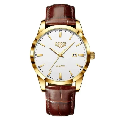 Afbeelding van Lige Luxe Herenhorloge Wit Bruin