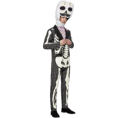 Afbeelding van Smiffy&#039;s Spaans &amp; Mexicaans Kostuum Uitvergrote Dia De Los Muertos Man Zwart, Wit / Beige Medium Halloween Verkleedkleding
