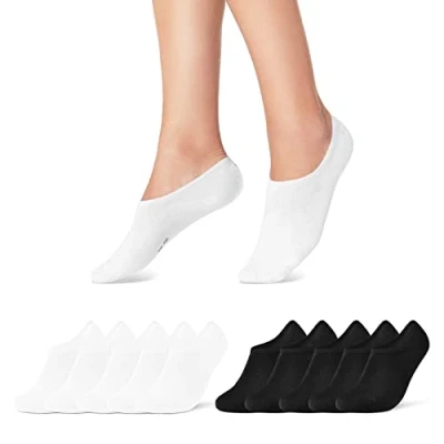 Afbeelding van 10 Paar Sneaker Sokken Heren &amp; Dames Onzichtbare Katoen, Zwart Wit, 35 38 EU
