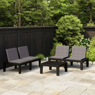 Afbeelding van 3 delige Loungeset met kussens kunststof grijs