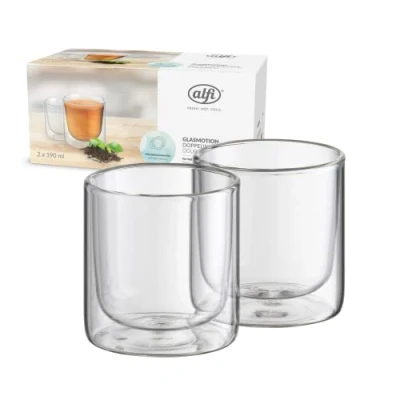 Afbeelding van alfi 2 x 190 ml hittebestendige borosilicaatglazen dubbelwandig vaatwasmachinebestendig BPA vrij
