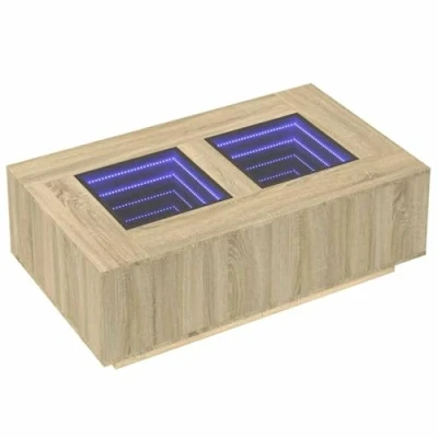 Image de vidaXL Table basse avec LED infini chêne sonoma 116x69x40 cm3284058