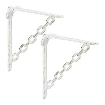 Afbeelding van Relaxdays plankdragers set van 2 schapdrager gietijzer vintage planksteun antiek wit