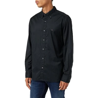 Afbeelding van Tommy Hilfiger Core Flex Poplin Rf T shirt, casual overhemden voor heren, Zwart