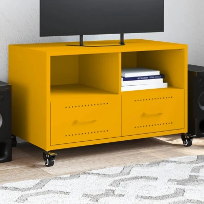 Afbeelding van Tv meubel 68x39x43,5 cm koudgewalst staal mosterdgeel