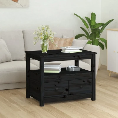 Afbeelding van Salontafel 71x49x55 cm massief grenenhout zwart