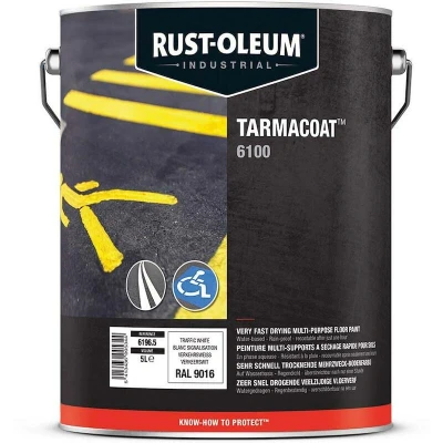 Afbeelding van Rust Oleum TARMACOAT Vloerverf 5 liter RAL9016 Verkeerswit