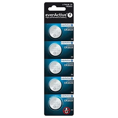 Afbeelding van EverActive CR2025 3V Lithium Knoopcel Batterij 2025 DL2025 5 stuks