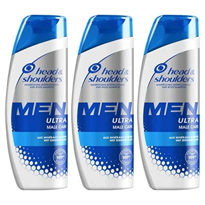 Afbeelding van Head &amp; Shoulders Men Ultra Male Care Anti roos shampoo, voor schoon hoofdleer, met zeemineralen, 3 x 250 ml