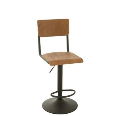 Afbeelding van J Line barstoel hout/metaal bruin 2 stuks