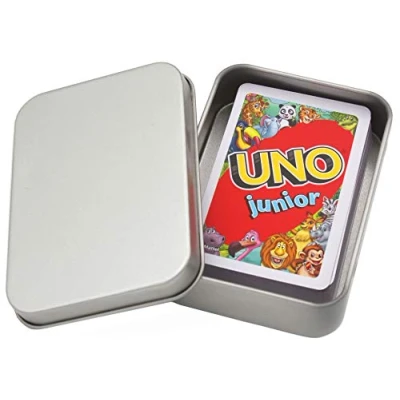Afbeelding van UNO Junior kaartspel voor kinderen, geschikt 2 4 spelers vanaf 3 jaar + metalen doos speelcollectie (UNO Junior)