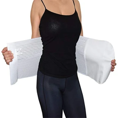 Afbeelding van BODYPERFECT Postoperatieve buikriem unisex beperkende bevalling operatie verlicht rugpijn verstelbare scheursluiting H 28 wit XL