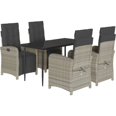 Afbeelding van vidaXL 5 delige Tuinset met kussens poly rattan lichtgrijs
