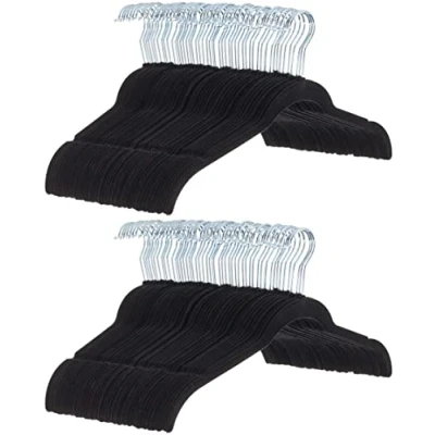 Afbeelding van Amazon Basics 100 stuks fluwelen kleerhangers voor overhemden/jurken, zwart
