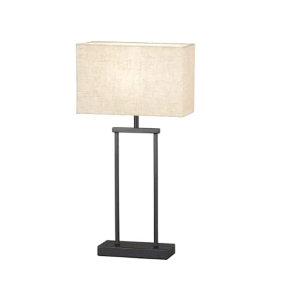 Afbeelding van Fischer &amp; Honsel Ann 50653 Tafellamp Met stoffen kap Zandkleur Linnen Lengte: 27 cm Breedte: 12 Hoogte: 52 koordschakelaar 1 lamp E27 max. 40 W zonder