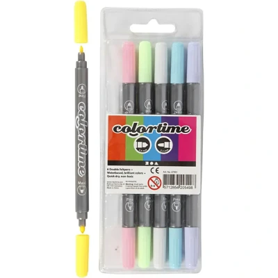 Afbeelding van Colortime dubbel viltstiften pastel 6st