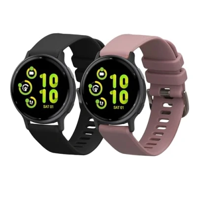 Afbeelding van kwmobile 2x horlogebandjes geschikt voor Garmin vivoactive 5 / active bandje Smartwatch bandjes van TPU Activity tracker horloge band in zwart lavendel