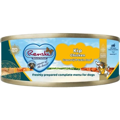 Afbeelding van 24x Renske Blik Vers Gestoomd Complete Menu Kip Graanvrij 95 gr