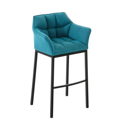 Afbeelding van Barkruk Sarpsborg Stof met 4 poots Frame Zwart Turquoise