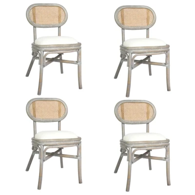Afbeelding van Eetkamerstoelen 4 st linnen grijs