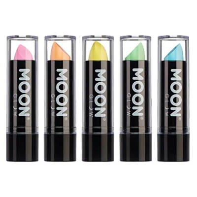 Afbeelding van Moon Glow Set van 5 neon UV lippenstiften, pastelkleuren, lipgloss onder stralen, oranje