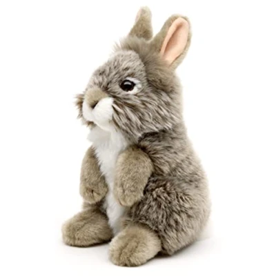 Afbeelding van Uni Toys Grijs angora konijn, staand 18 cm (hoogte) pluche konijn pluche, knuffeldier