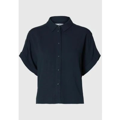Afbeelding van Selected Femme Slfviva NOOS Overhemdblouse, Dames, Maat: 38, Dark sapphire