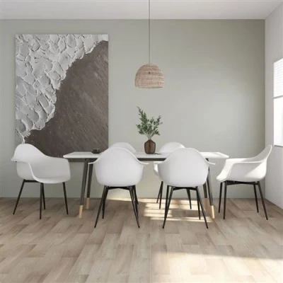 Afbeelding van vidaXL Eetkamerstoelen 6 st PP wit
