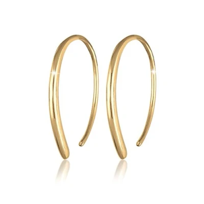 Afbeelding van Elli Oorbellen voor dames, creolen, pull through geo, basic, 925 Sterling zilver, Zonder