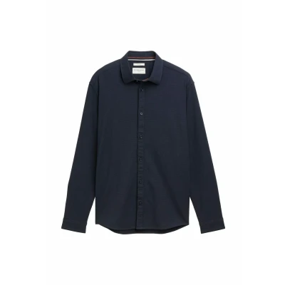 Afbeelding van TOM Tailor Overhemd, Heren, Maat: Medium, Navy tonal squared structure