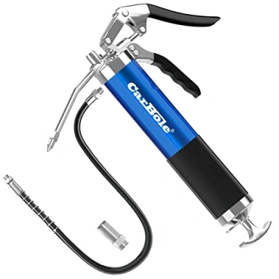 Afbeelding van CarBole Vetpistool met één hand 8000 PSI, 18 inch flexibele slang en 15,7 cm metalen verlengbuis, twee sproeiers, compatibel 400 cc inktcartridge, blauw
