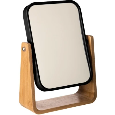 Afbeelding van Dubbele make up spiegel/scheerspiegel op voet 16 x 6 22 cm zwart Badkamer scheerspiegels standaard