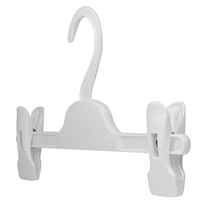 Afbeelding van Hangerworld 20 stuks kleerhangers van kunststof, met klemmen voor rok/broek, wit, 28 cm