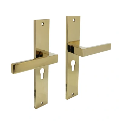 Afbeelding van Intersteel Deurkruk Hera op schild 245x45 mm profielcilindergat 55 messing titaan PVD