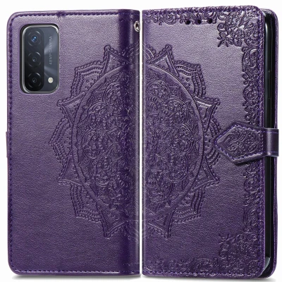 Afbeelding van iMoshion Hoesje Geschikt voor Oppo A74 (5G) / A54 Met Pasjeshouder Mandala Bookcase Paars