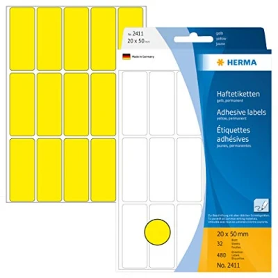 Afbeelding van Etiket HERMA 2411 20x50mm geel 480stuks