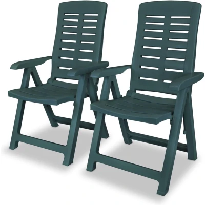 Afbeelding van Tuinstoelen 2 st verstelbaar kunststof groen