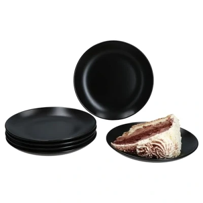 Afbeelding van MamboCat Panther Set van 6 zwarte taartborden, ontbijtborden mat aardewerk voor personen, kleine borden salade, dessert enz. I Ontbijtservies