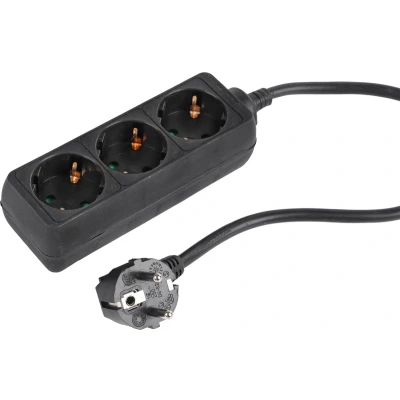 Afbeelding van Q Link Stekkerdoos 3 Voudige Verlengkabel met Randaarde x 1.5 mm² m Zwart