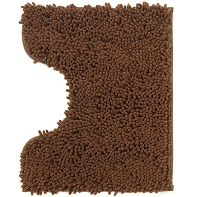Afbeelding van Badmat van microvezel, badkamermat, U vorm toiletmat, 40 x 50 cm, zacht, antislip, bruin