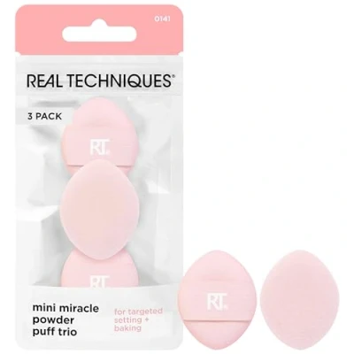 Image de Real Techniques Lot de 3 mini houppettes miracles, pour la pose et cuisson, houppette maquillage poudre libre pressée