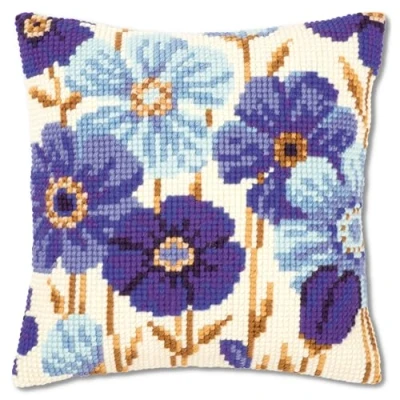 Afbeelding van Vervaco Blauwe anemonen Kruissteekkussen pakket PN 0145051