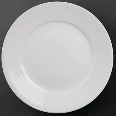 Image de Assiettes à Bord Large en Porcelaine Blanche 280 mm Athena Hotelware x 6 x31mm